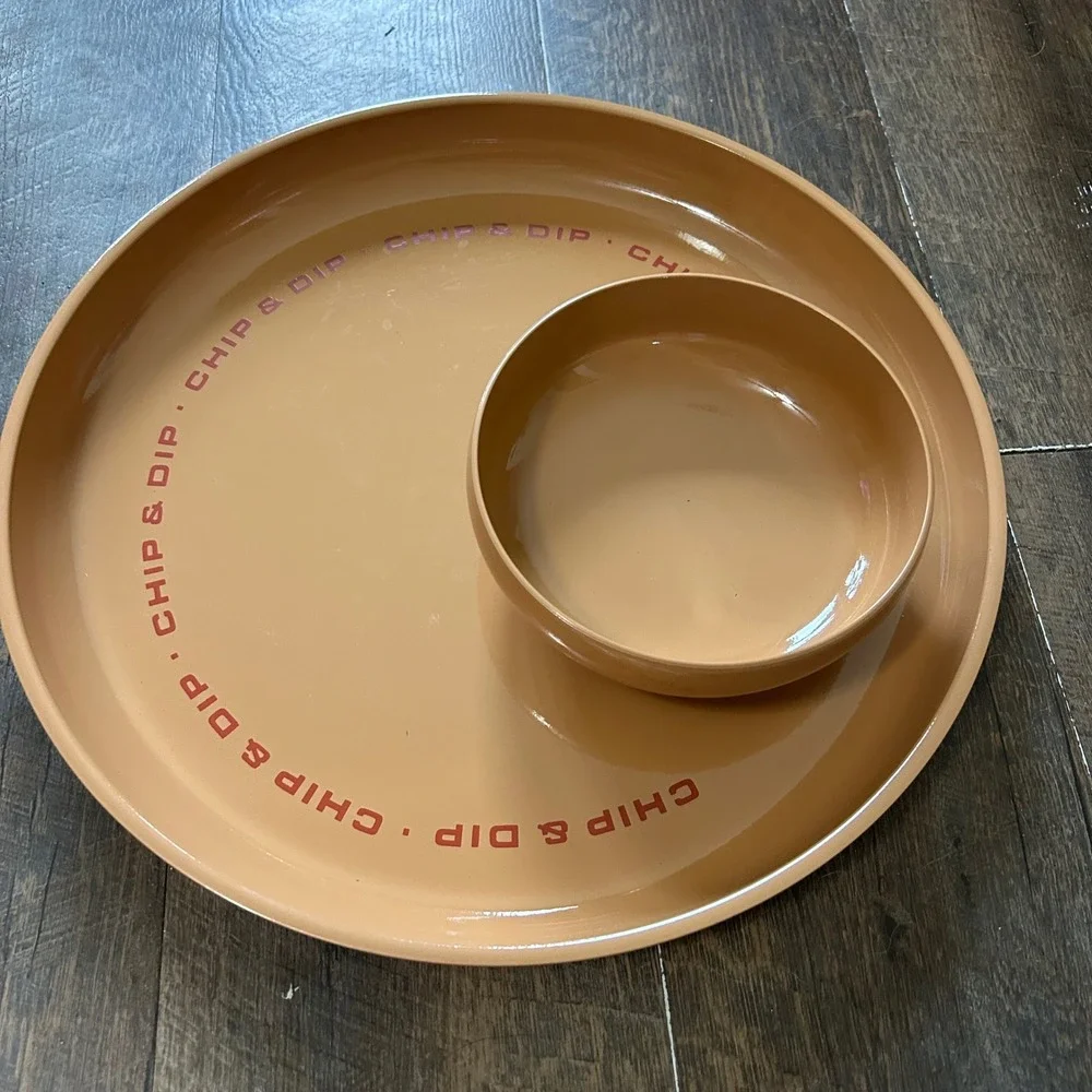 Vintage Georges Briard Melamine Chip and Dip Set Tan MCM Made in Japan Round